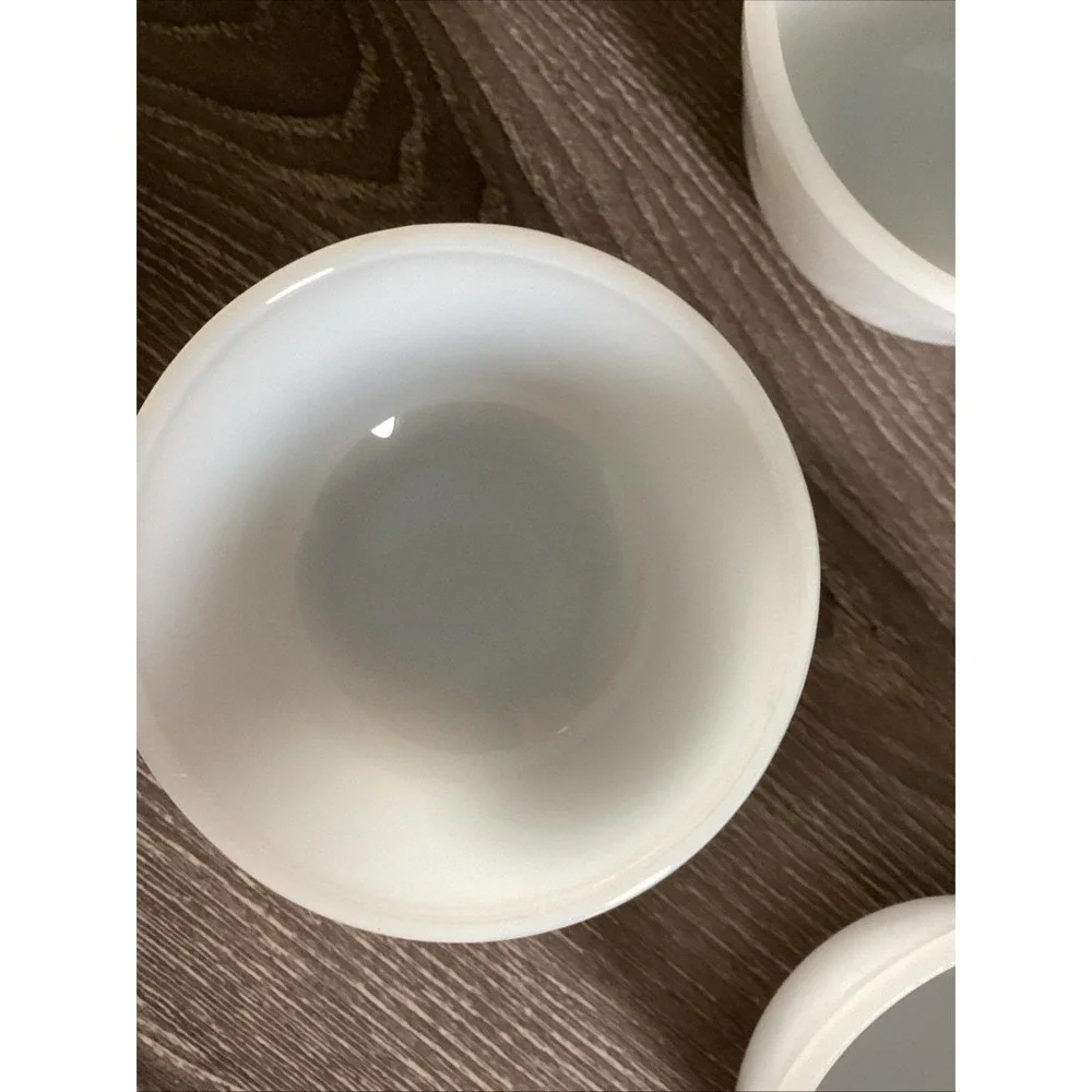 Vintage Custard Cups Ramekins Milk Glass Set of 5 White
